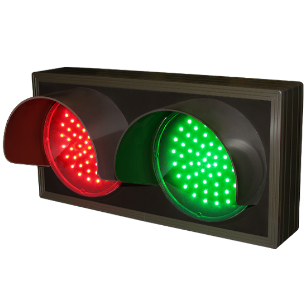 Signal-Tech 7383 TCL714RG-225H/120-277VAC Indicator Dots, Double with Hoods, Horizontal, 4 in dia, Red - Green Outdoor Blank-out LED Direct-view Sign