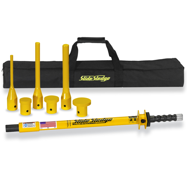 Hammers and Striking Tools Slide Sledge 211105 9 Pound 30" Multi-Head Hammer with 6 Pin Drivers
