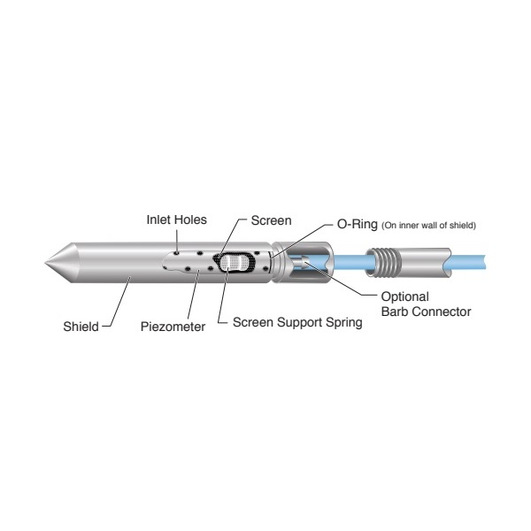Solinst 102312 Shielded Drive Point Piezometer 1ft Stainless Steel, Complete with Barb