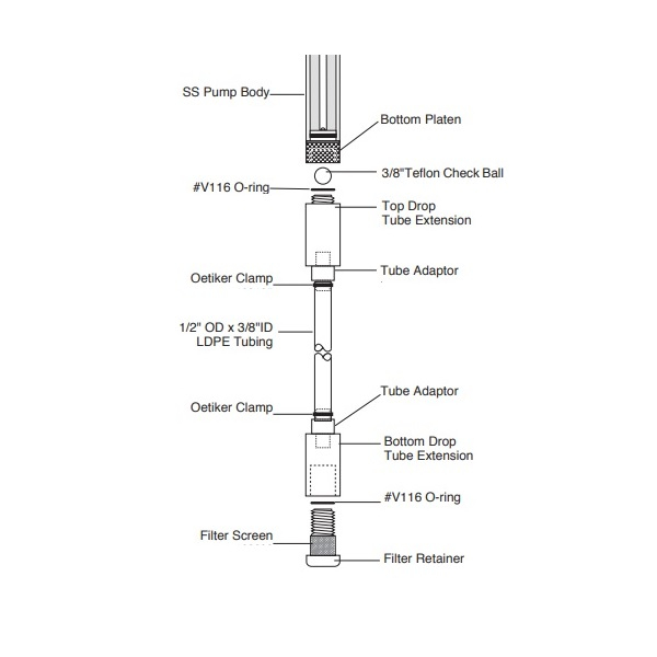 Solinst 103231 Stainless Steel Drop Tube 1.66"  Assembly for the Bladder Pump