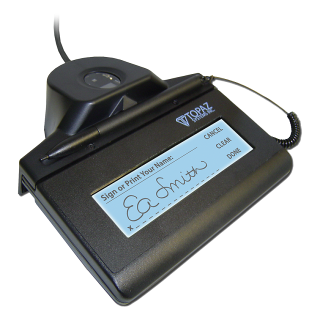 Topaz TF-LBK464-HSB-R IDGem LCD 1x5 Electronic Signature Pad with Fingerprint Scanner (USB/Backlit) with Software