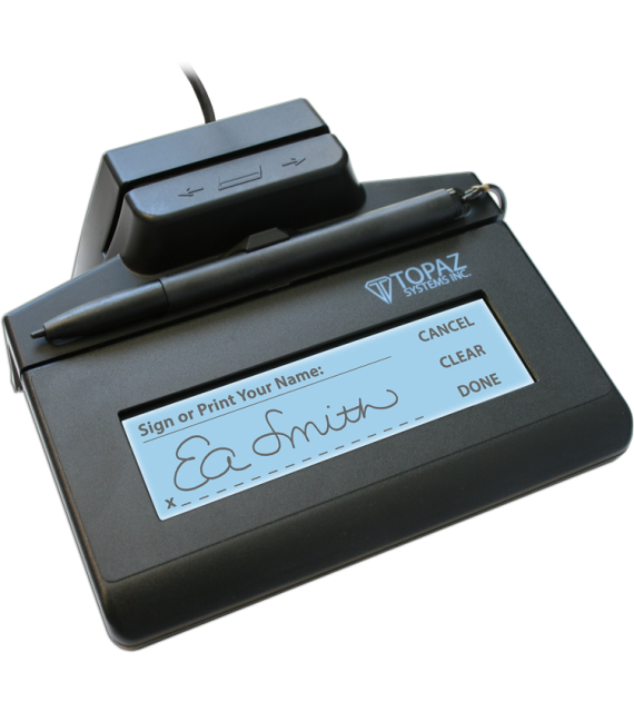 Topaz TM-LBK460-HSB-R SigLite LCD 1x5 Electronic Signature Pad with Integrated 3 Track MSR (HID USB Backlit) with Software