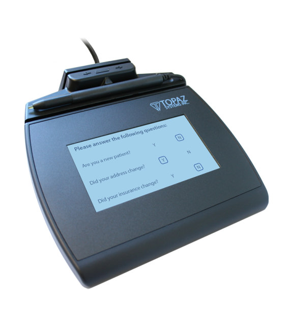 Topaz TM-LBK755SE-HSB-R SignatureGem LCD 4x3 Electronic Signature Pad (HID USB Backlit SE Higher Speed Version) with 3-Track MSR Reader with Software
