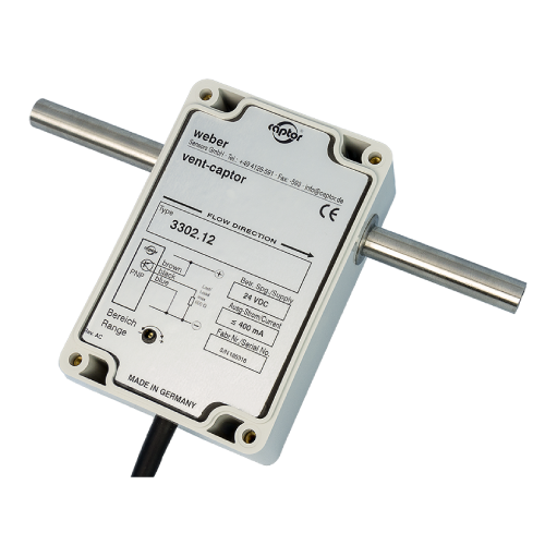 Weber Sensors 3302.13/12mm In-Line Vent-Captor, 24 VDC, Transistor Sswitching PNP n.o., 2 m Oilflex Cable, 12 mm Stainless Steel Tubing