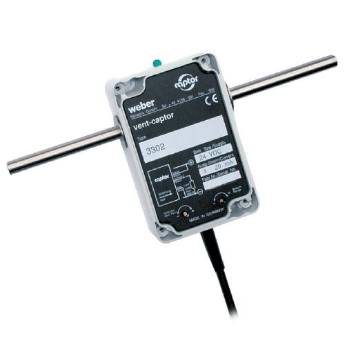 Weber Sensors 3302.30/8/10 Inline Vent-Captor with 0-10 m/s, 8 mm Pipe Diameter, 4-20 mA Analog Output, 2 m Oilflex Cable, 24 VDC