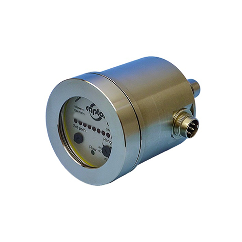 Weber Sensors 4221.81 MS141 Flow-Captor Flow Switch for Oil-Based Media with Analogue Temperature Output in Rugged Stainless Steel Version, Relay Output, Binder Plug