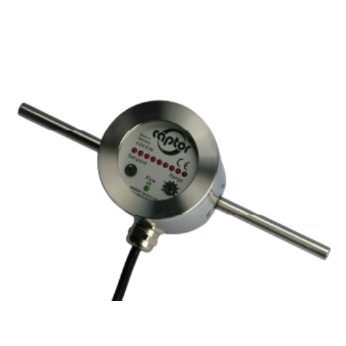 Weber Sensors 4320.81M/22 S141 Inline Flow Sensor, 22 mm Tube, Stainless Steel Housing, 24 VDC, 6-Pin Connector, 2 m Cable